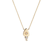 14K Gold Small Drop-shaped  Diamond Star Necklace