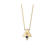 14K Gold Small Triangle Diamond Star Gold Necklace with Sapphire