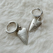 Silver Diamond Heart Earrings (Big)