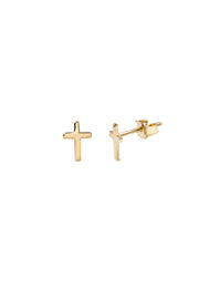 14k Gold Cross Studs