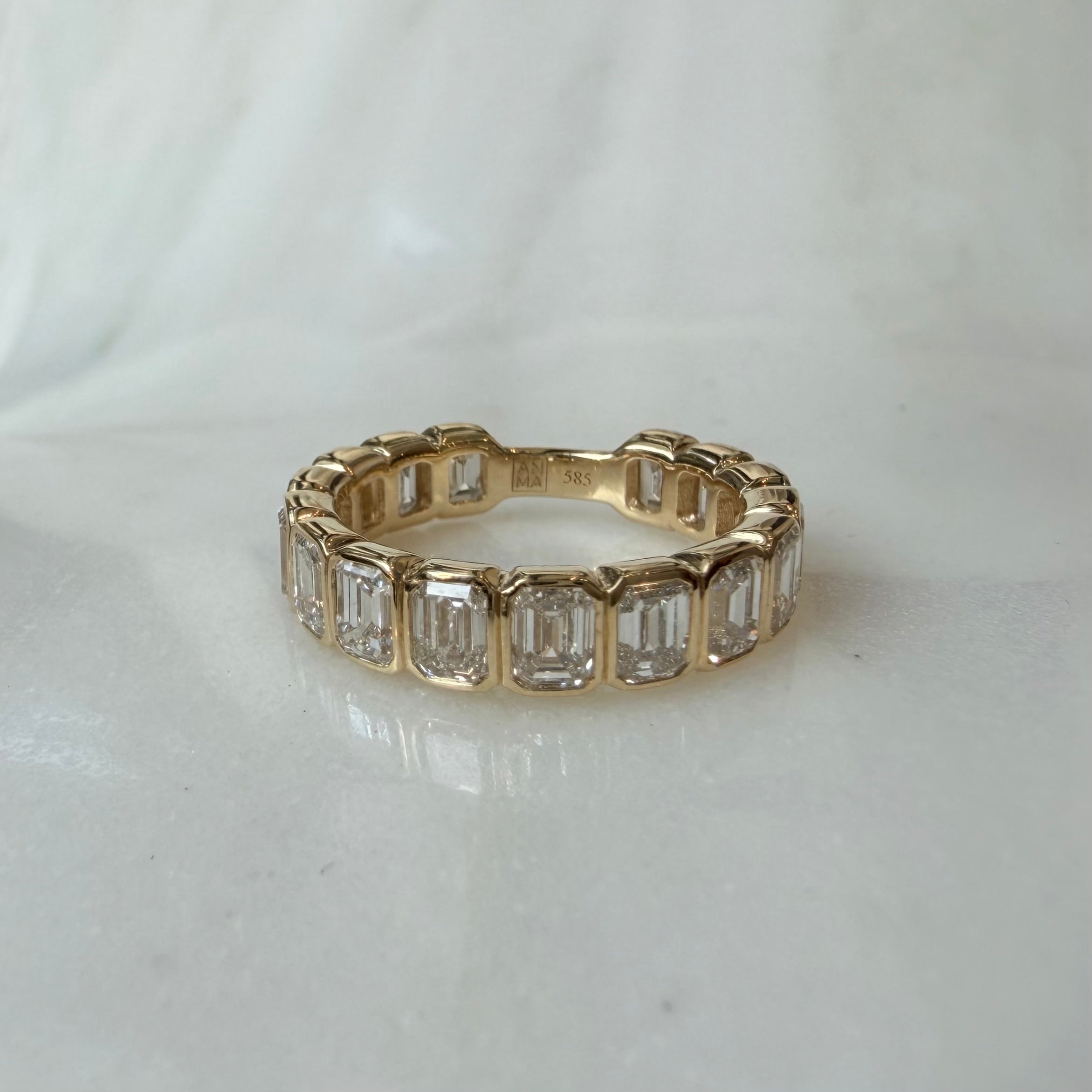 14K Yellow Gold Emerald LAB Diamonds Allover Ring
