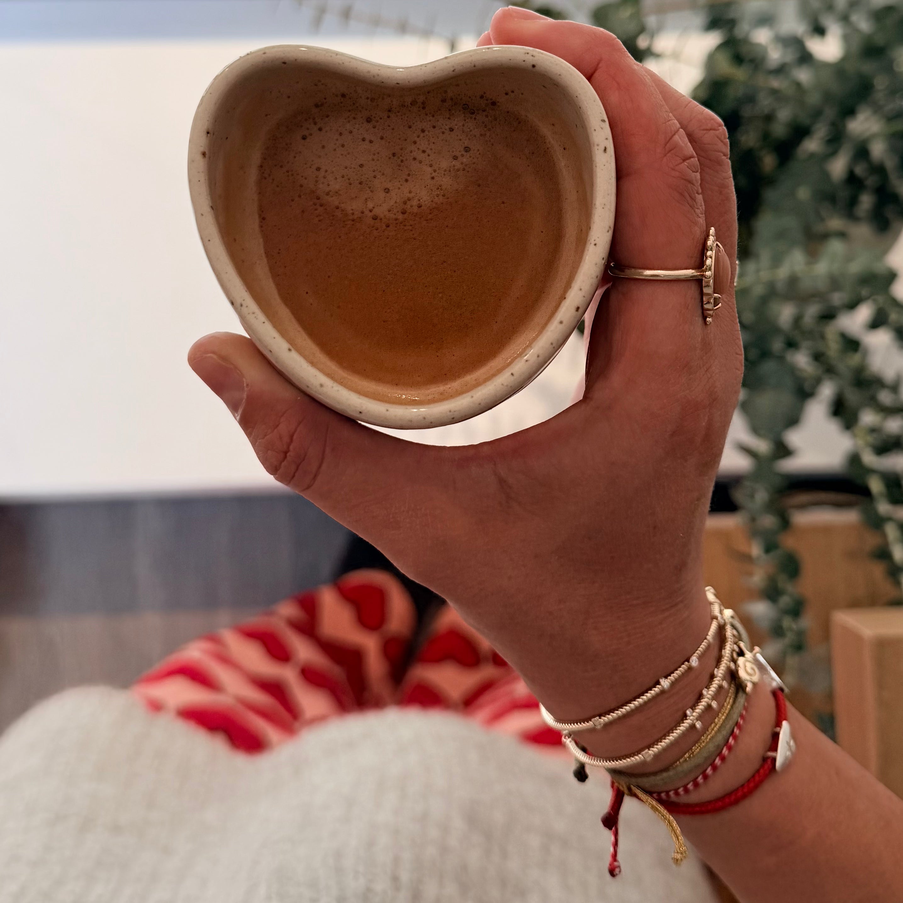 Heart shape - Handmade Ceramic Coffee Mug – "Αγκαλιά" & "Φροντίδα"