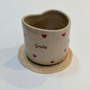 Heart shape - Handmade Ceramic Coffee Mug – "Αγκαλιά" & "Φροντίδα"