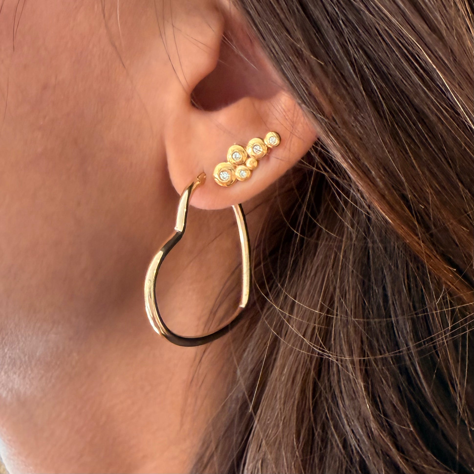 9K Gold Big Heart Hoops