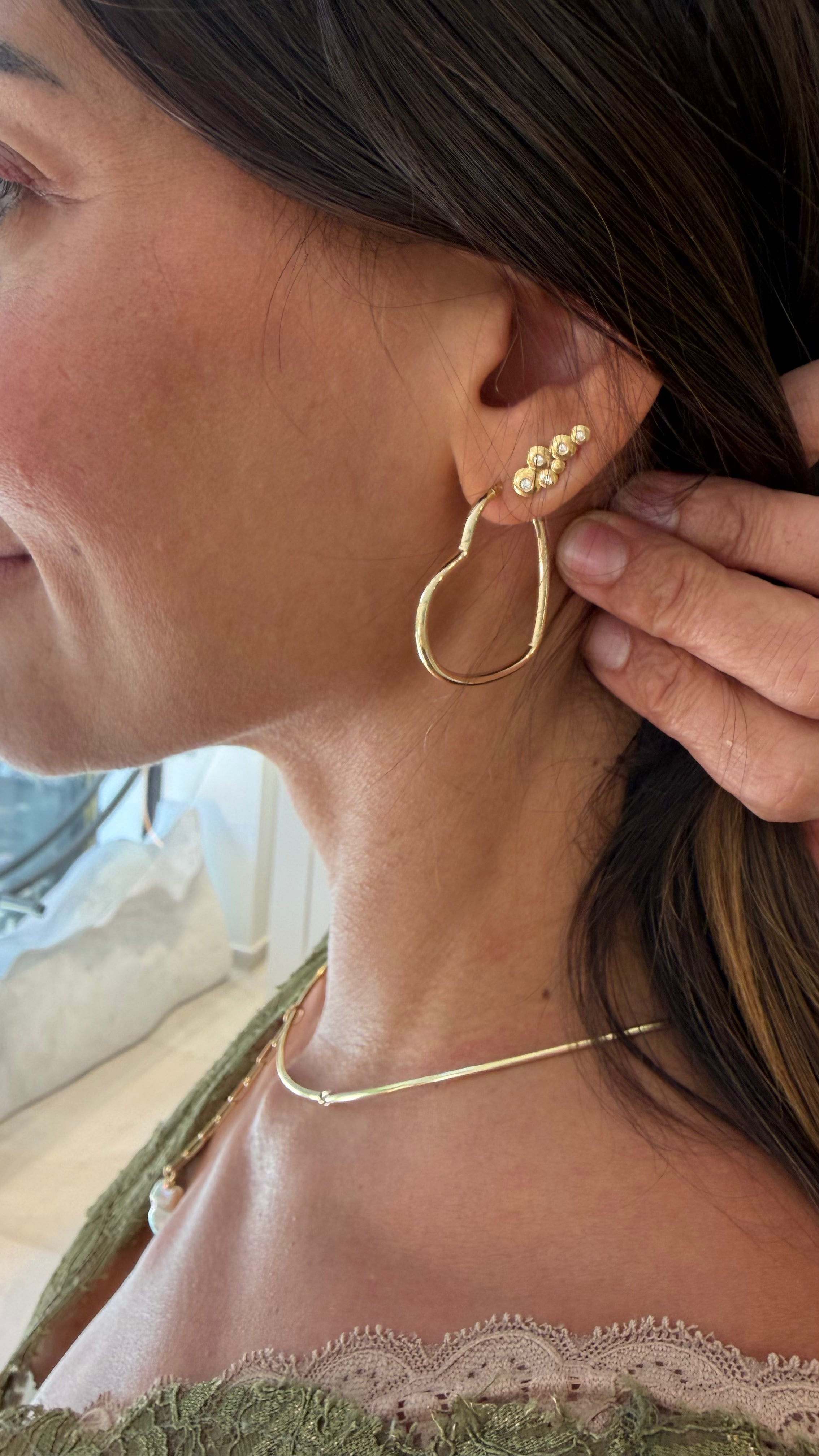 9K Gold Big Heart Hoops