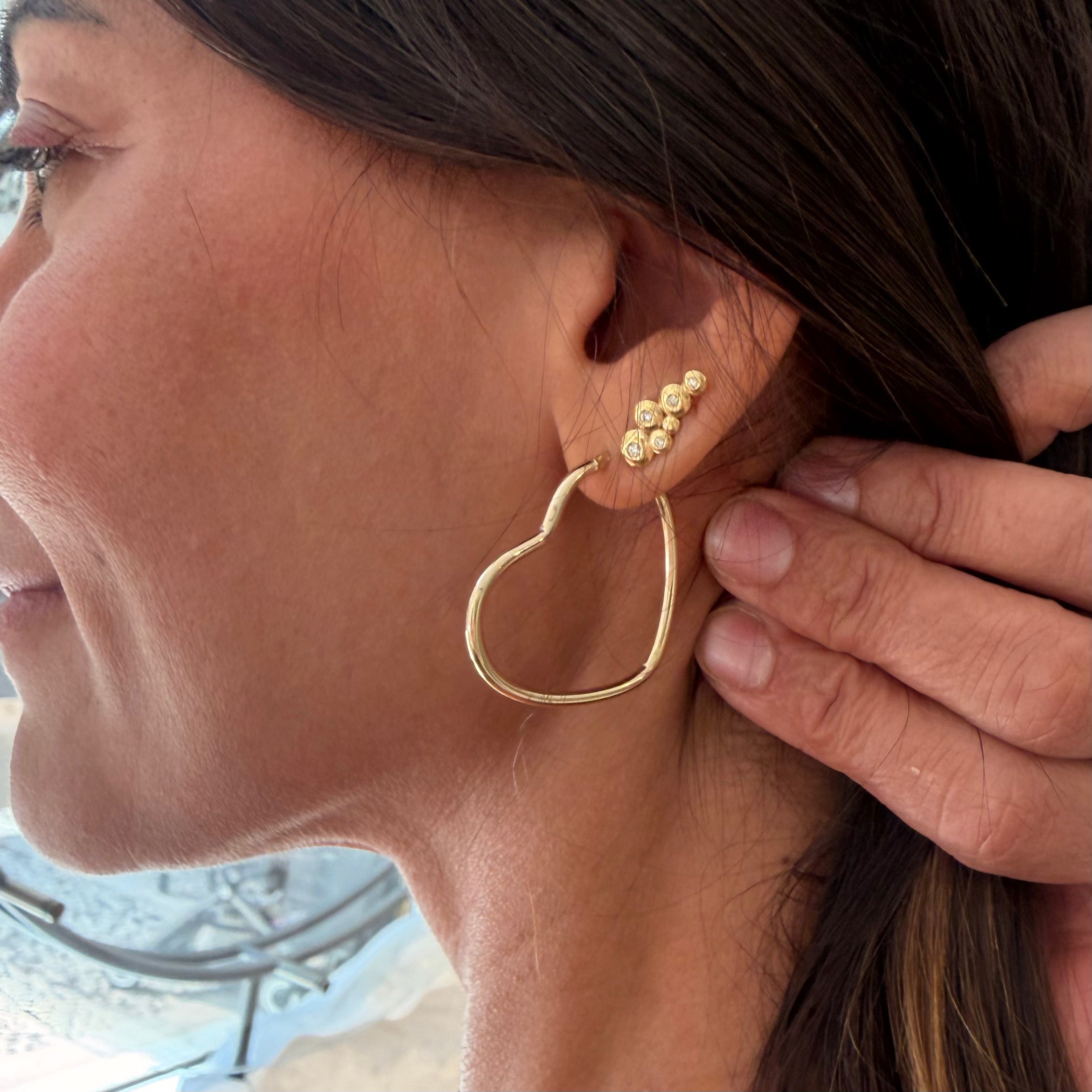 9K Gold Big Heart Hoops