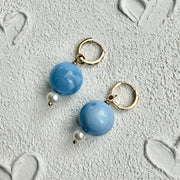 14K Gold Drop Agate and Pearl Motif