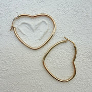 9K Gold Big Heart Hoops