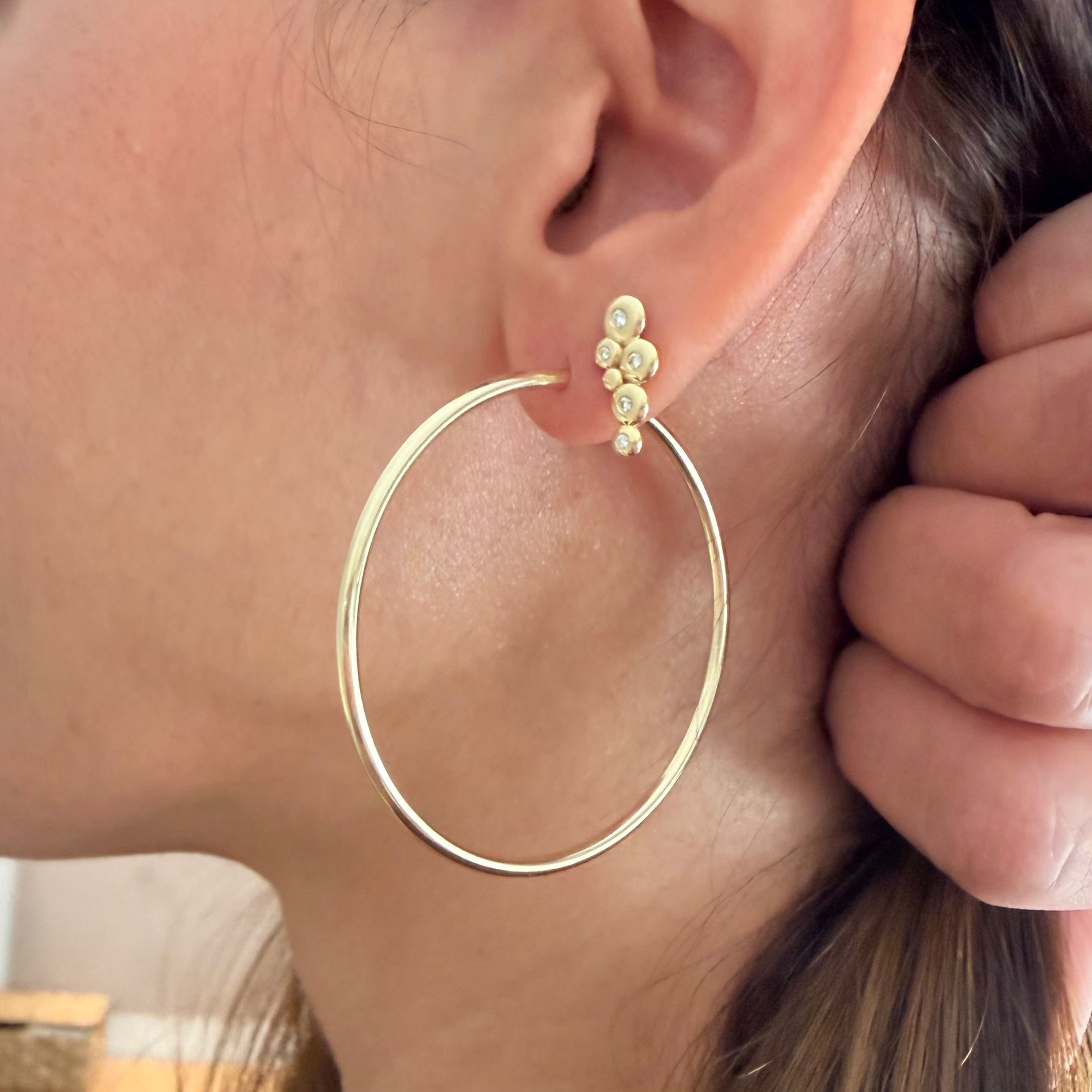 14K Gold thin round hoops - 48 mm
