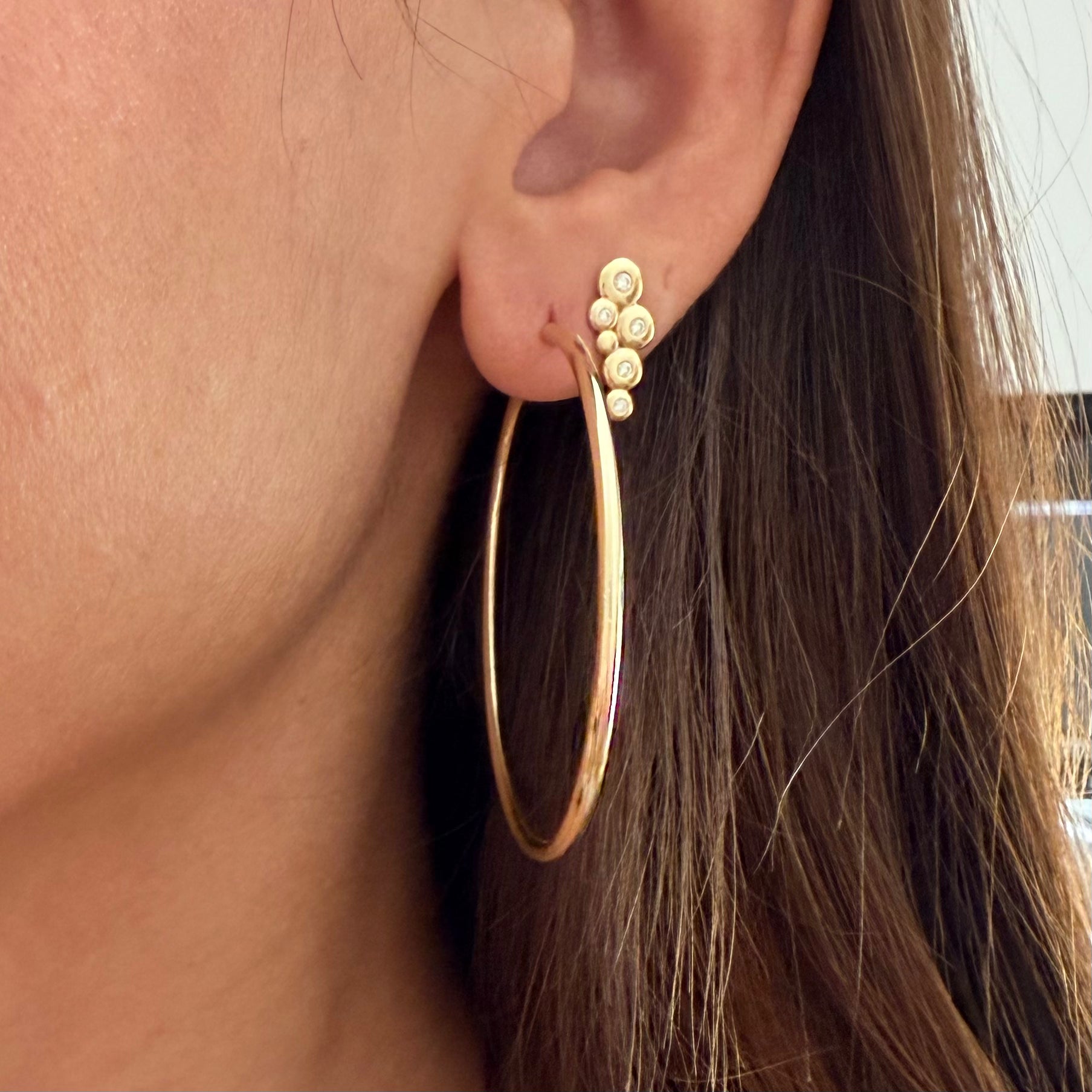 14K Gold thin round hoops - 48 mm