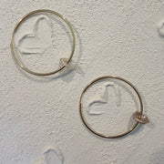 14K Gold thin round hoops with a baroque purple pearl - 40 mm