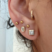 14K Yellow Gold Small Emerald cut LAB Diamond Stud Earring
