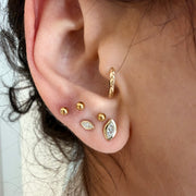 14K Yellow Gold Big Marquise cut LAB Diamond Stud Earring