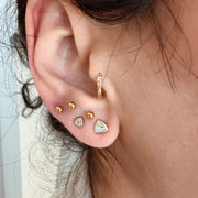 14K Yellow Gold Big Trillion cut LAB Diamond Stud Earring