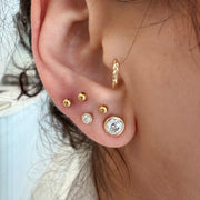 14K Yellow Gold Big Round cut LAB Diamond Stud Earring