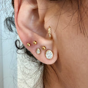 14K Yellow Gold Big Oval cut LAB Diamond Stud Earring