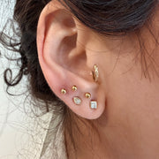 14K Yellow Gold Small Princess cut LAB Diamond Stud Earring