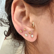 14K Yellow Gold Small Pear cut LAB Diamond Stud Earring