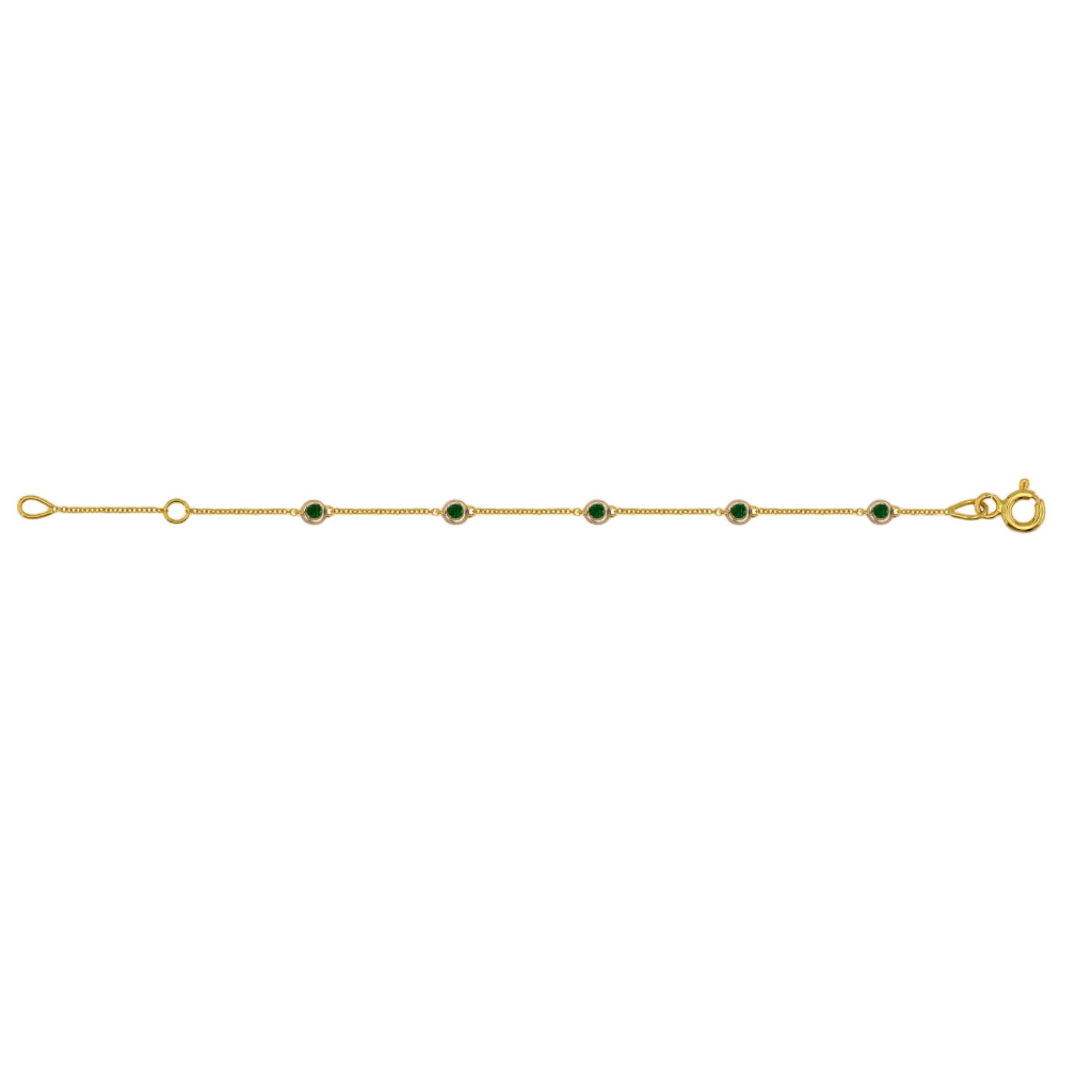 14K Gold Beaded Emerald Chain Bracelet