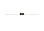 14K Gold Chain Bracelet with Black Navette Enamel Diamond Motif