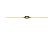 14K Gold Chain Bracelet with Navette Green Enamel Diamond Motif
