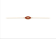 14K Gold Chain Bracelet with Navette Red Enamel Diamond Motif