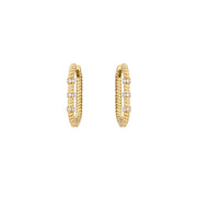 14K Gold Oval Twisted Earrings with Diamonds