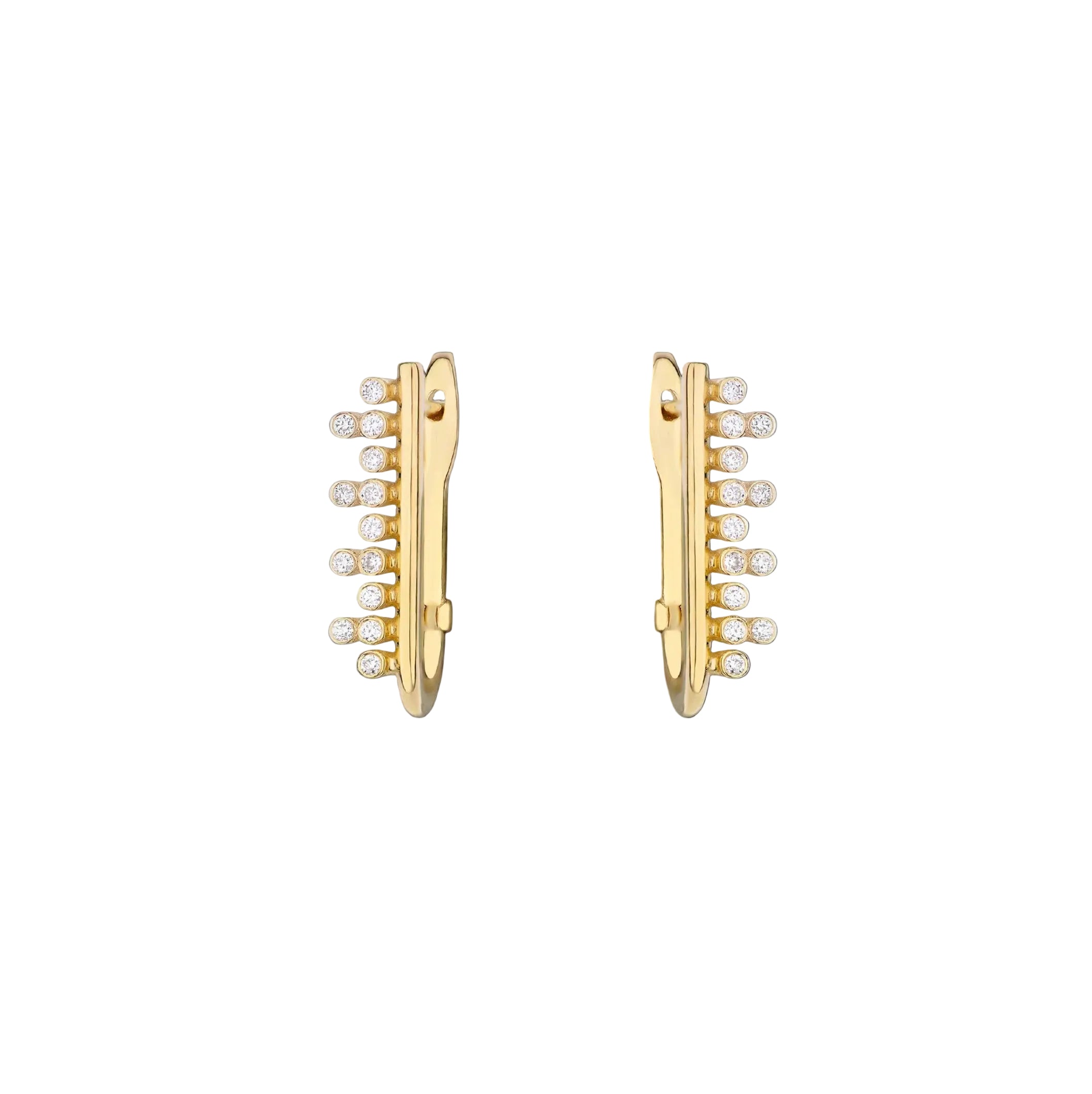 14K Gold Oval Earrings with Diamonds