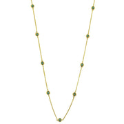 14K Gold Beaded Emerald Chain Necklace