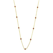14K Gold Beaded Ruby Chain Necklace