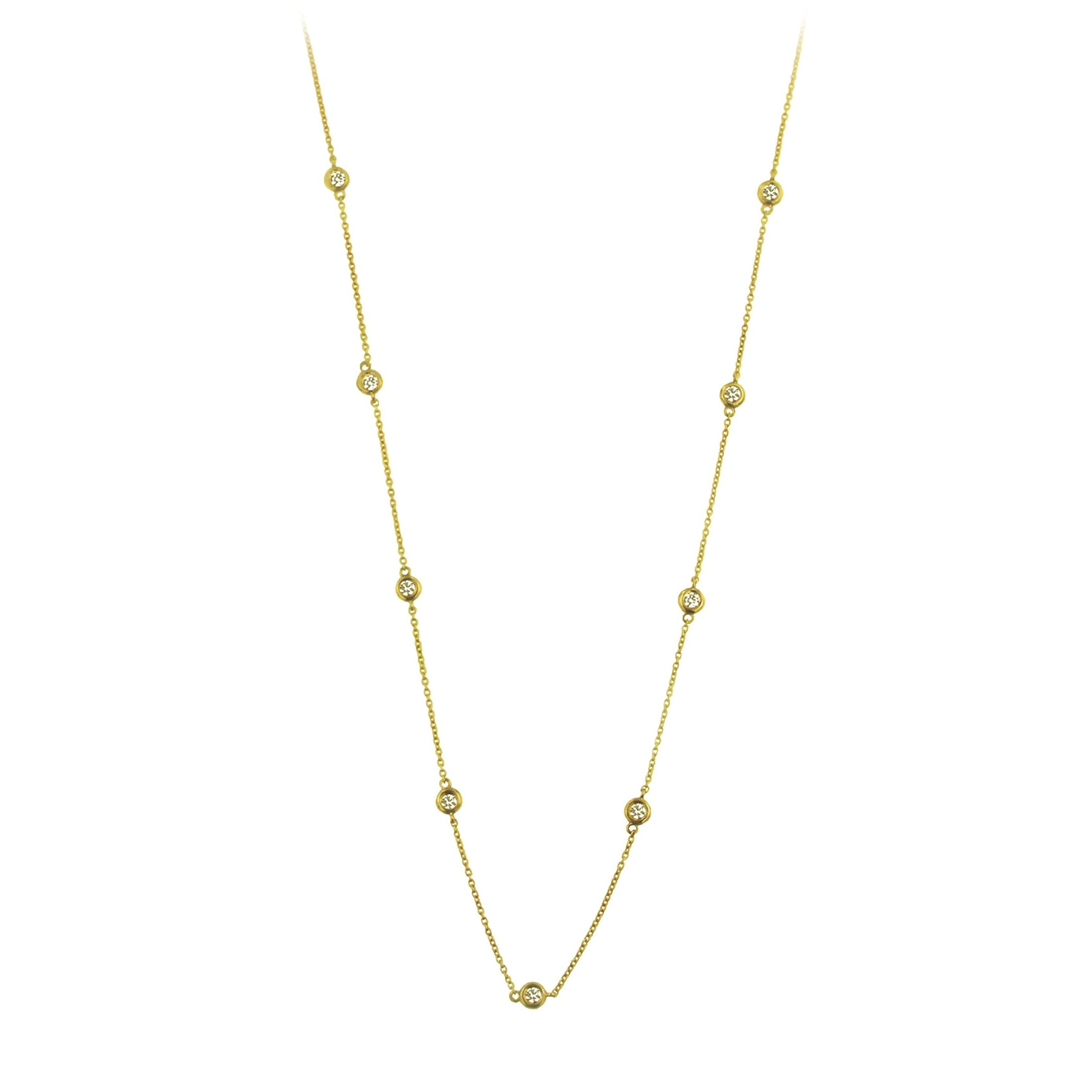14K Gold Beaded Diamond Chain Necklace
