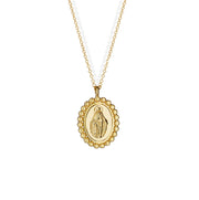 14K Gold Virgin Mary Pendant Necklace