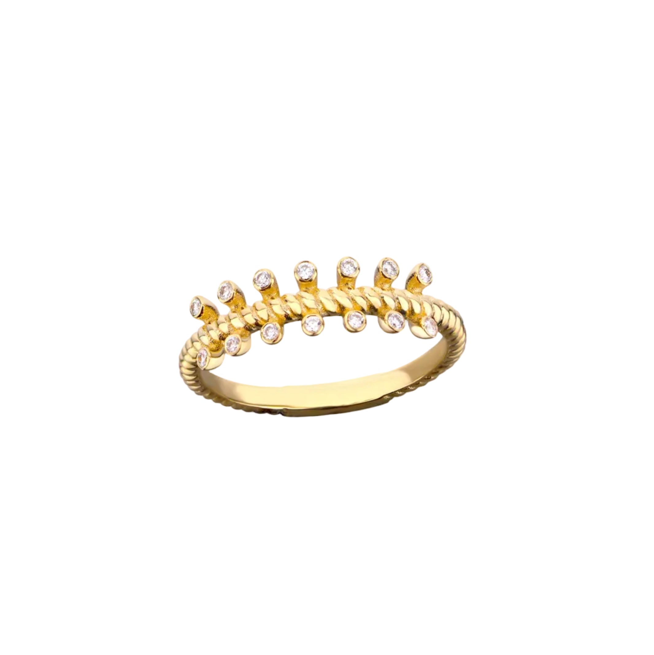 14K Gold Twisted Band Diamond Ring
