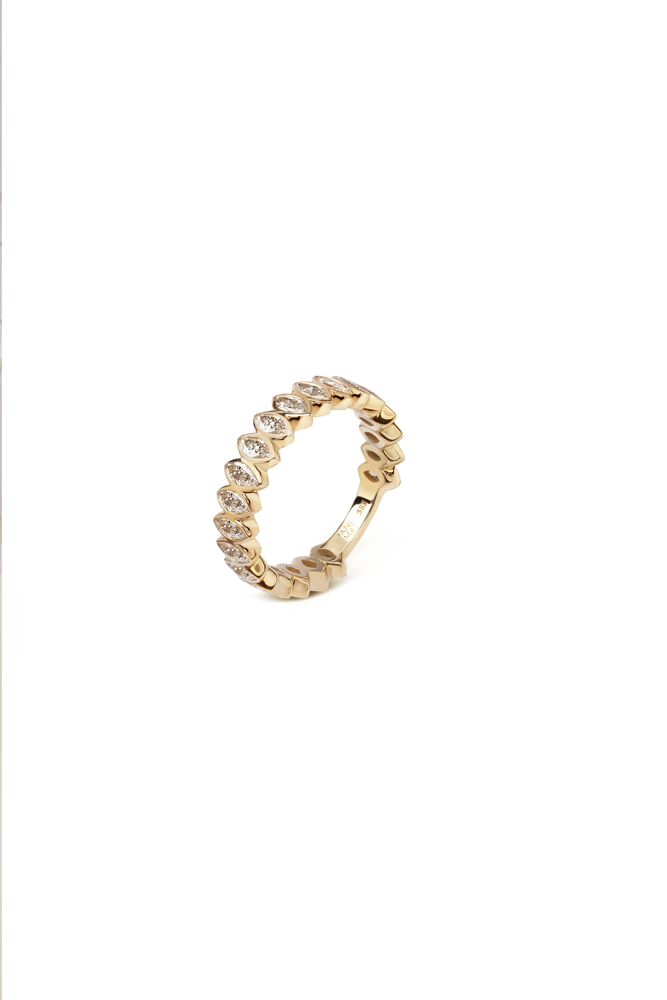 14K Yellow Gold Marquise LAB Diamonds Allover Ring