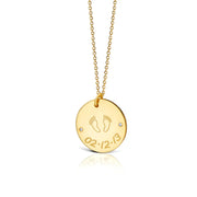 14K Gold Footsteps Disc Necklace with Diamonds