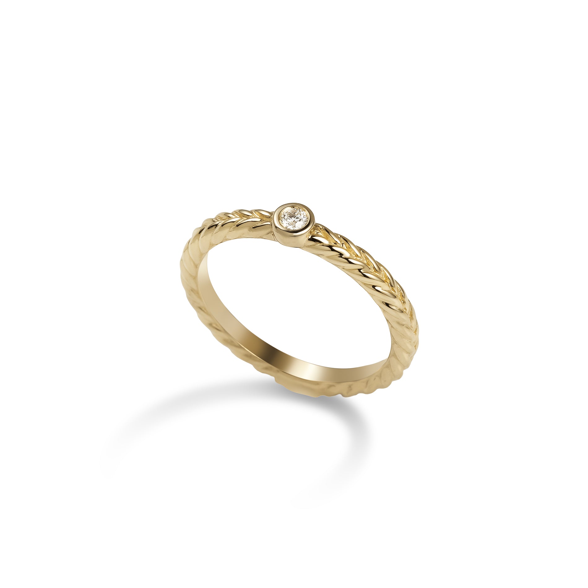 Herringbone Solitaire Diamond Ring