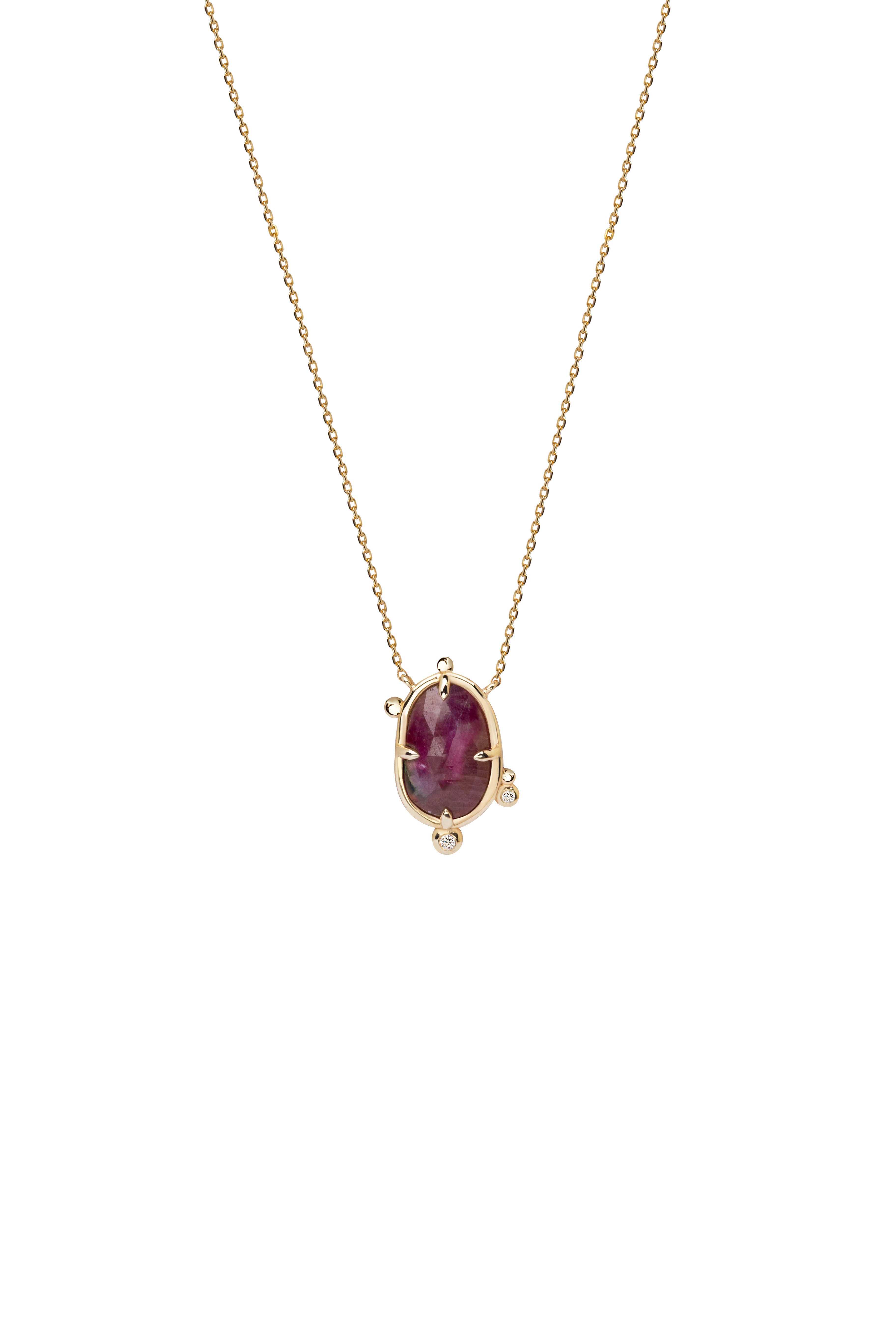 Burning Softly - Ruby Gold Necklace with Diamonds