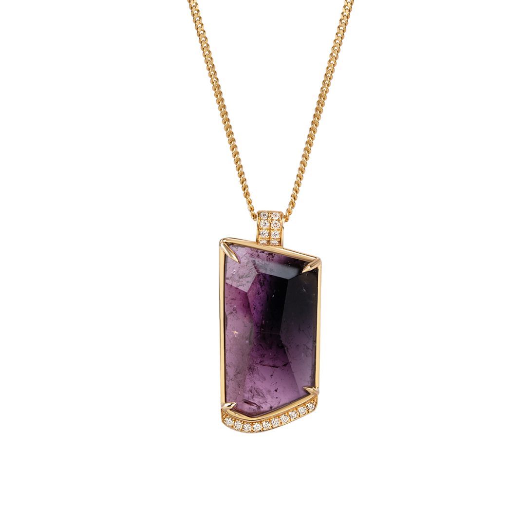 Deep Violet Tourmaline Necklace with Diamonds