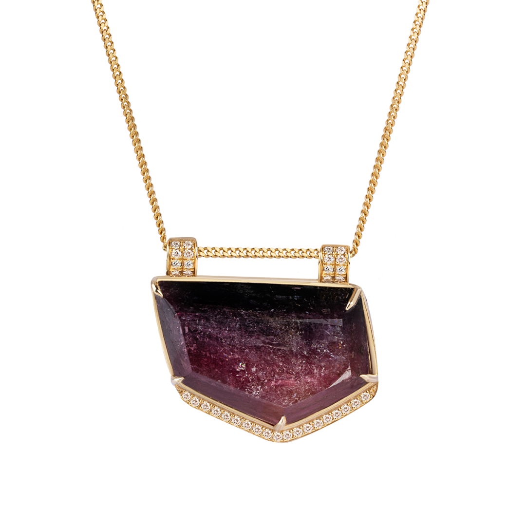 Framed Light Tourmaline Necklace with Diamonds