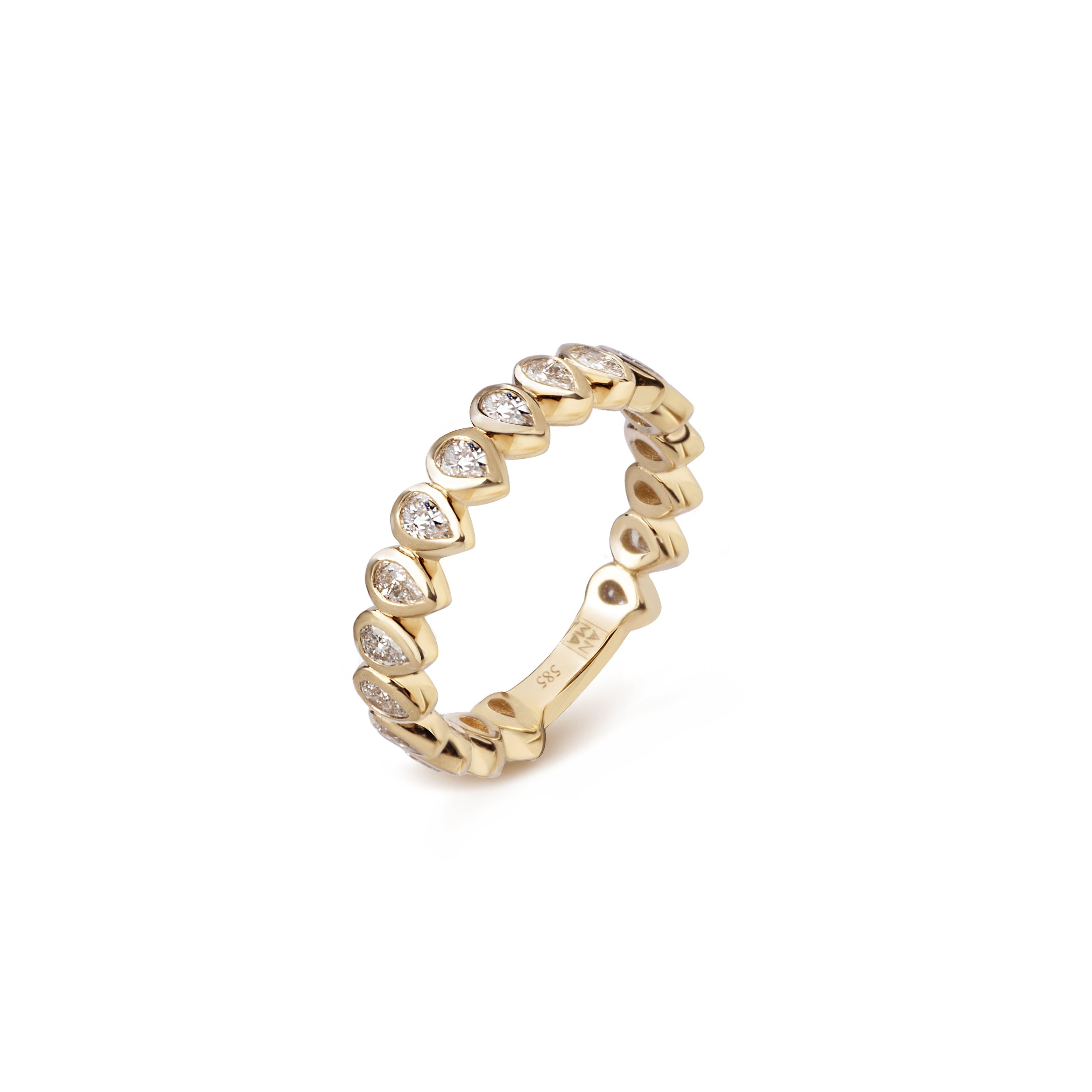 14K Yellow Gold Pear LAB Diamonds Allover Ring