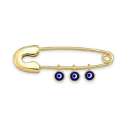 9K Gold Safety Pin with 3 Tiny Eyes