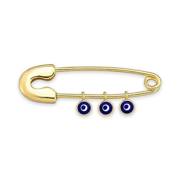 9K Gold Safety Pin with 3 Tiny Eyes