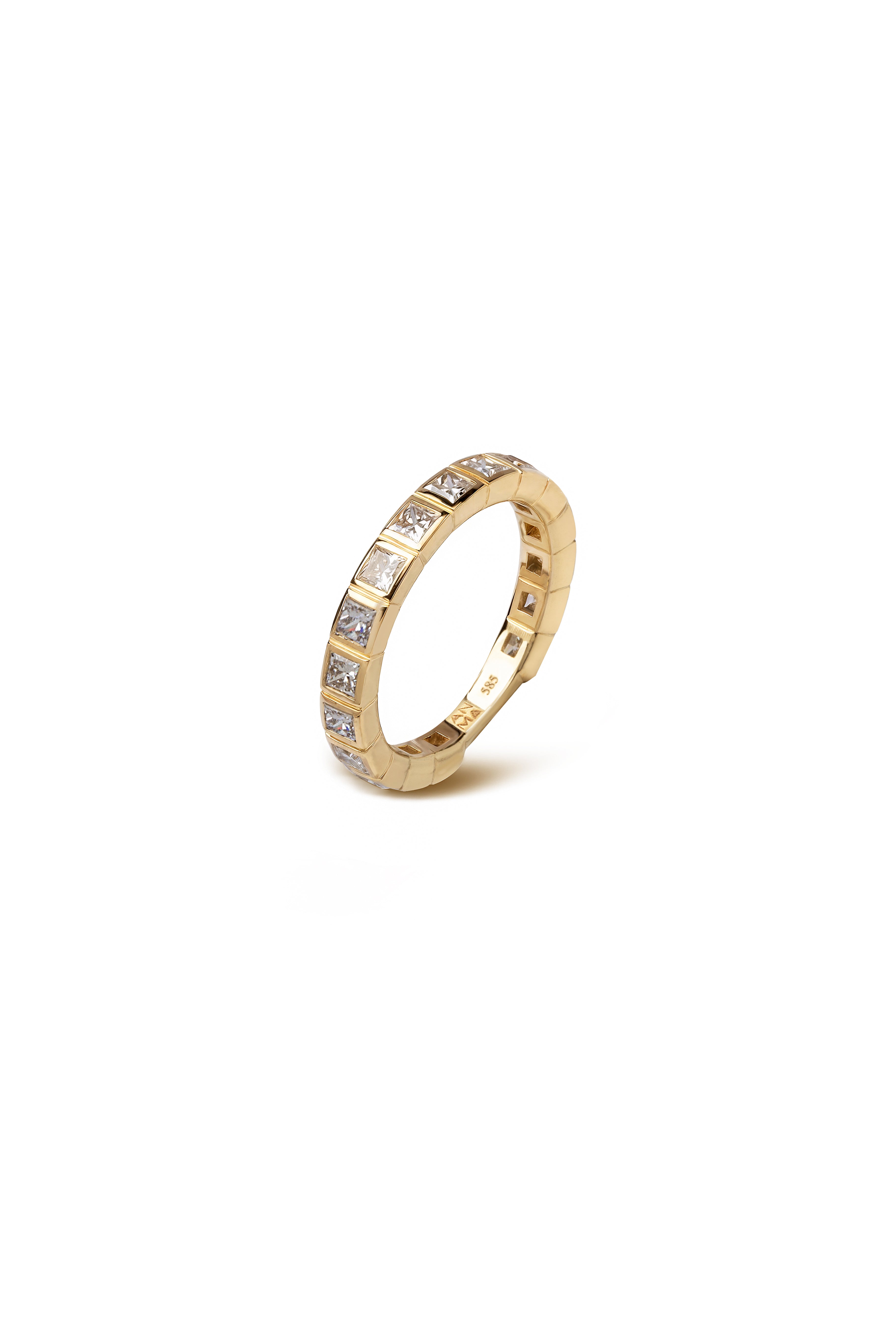 14K Yellow Gold Princess LAB Diamonds Allover Ring