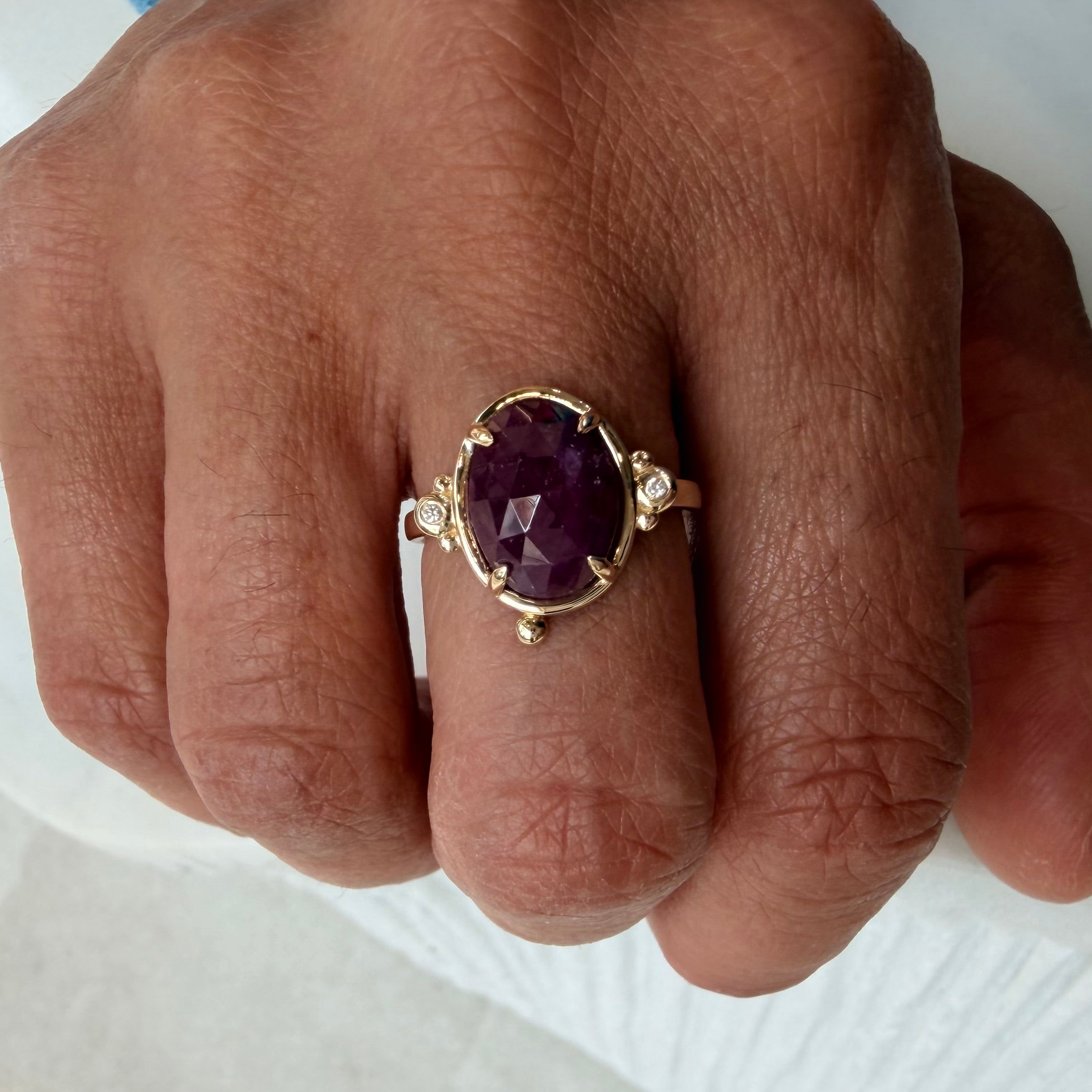 Red Aura– 14K Gold Ring with Ruby & Diamonds