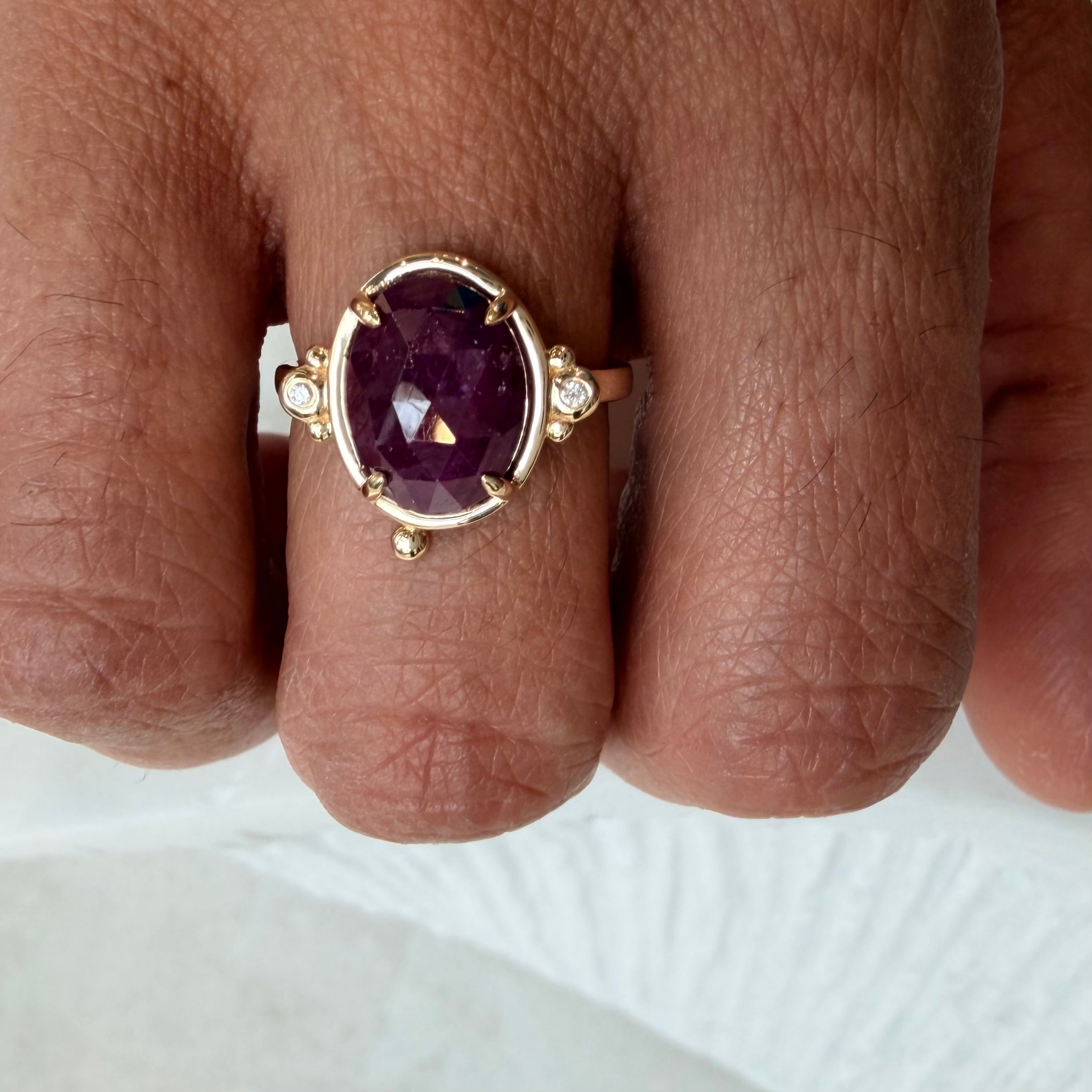 Red Aura– 14K Gold Ring with Ruby & Diamonds