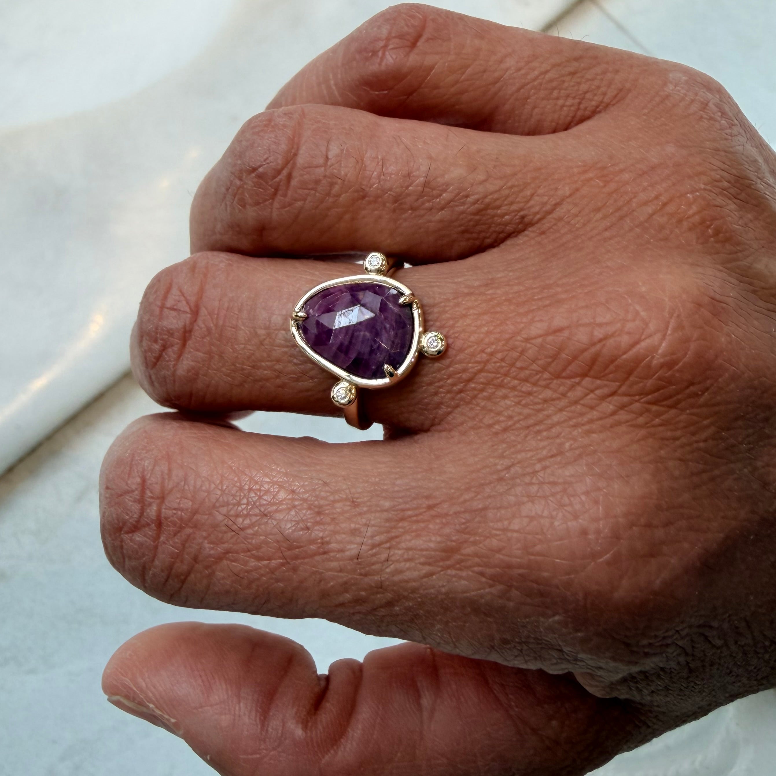 Scarlet Bloom – 14K Gold Ring with Ruby & Diamonds