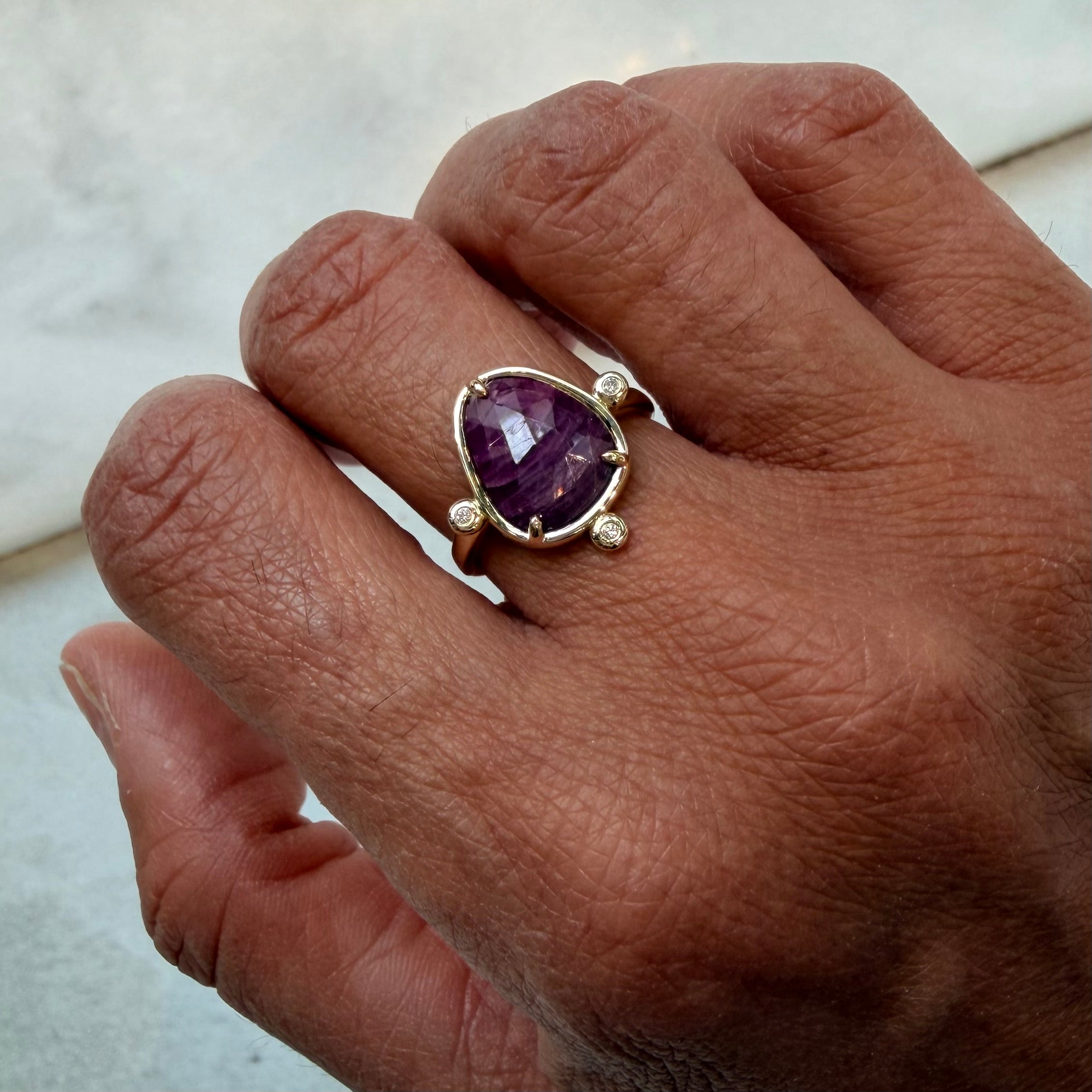 Scarlet Bloom – 14K Gold Ring with Ruby & Diamonds