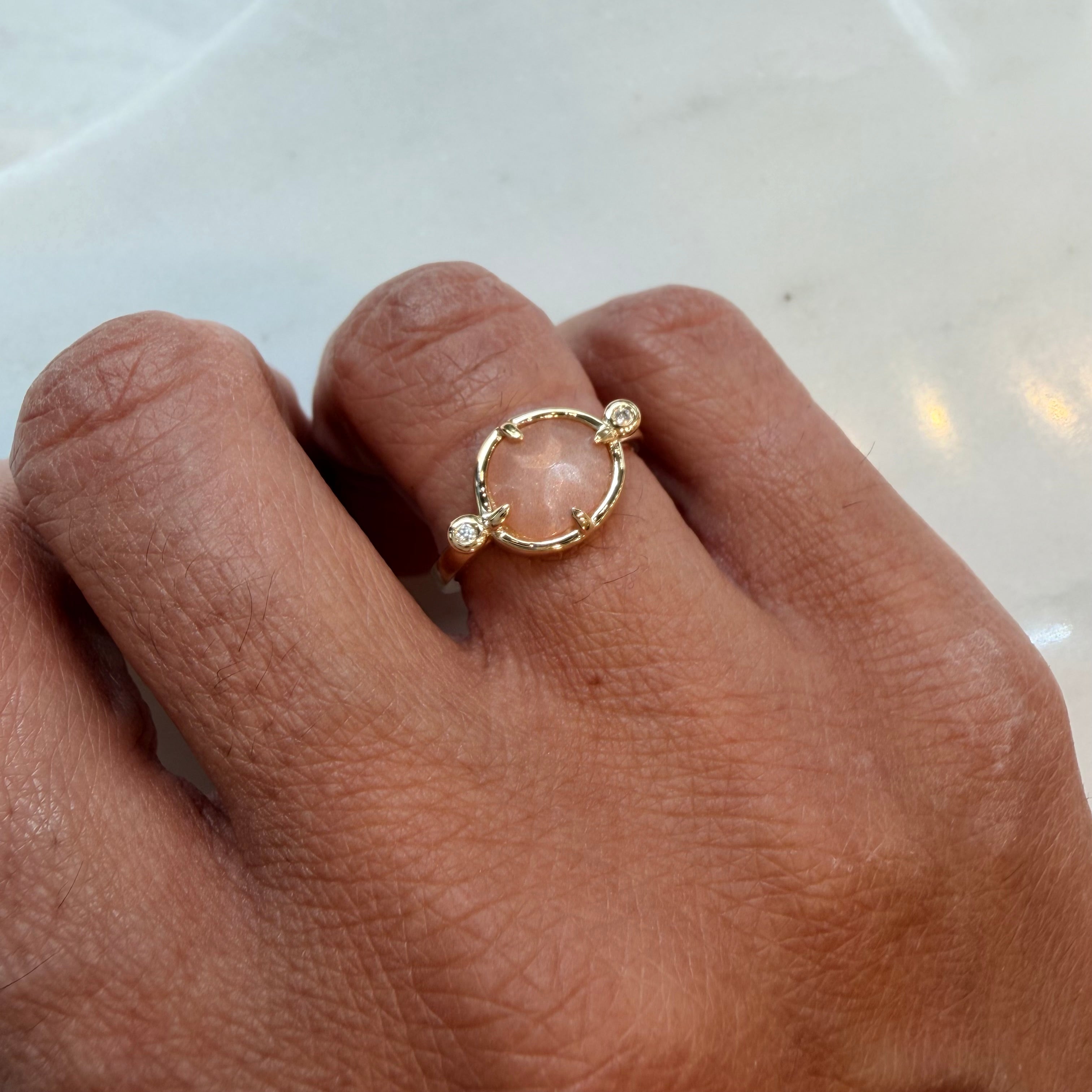Nocturne – 14K Gold Ring with Moonstone & Diamonds