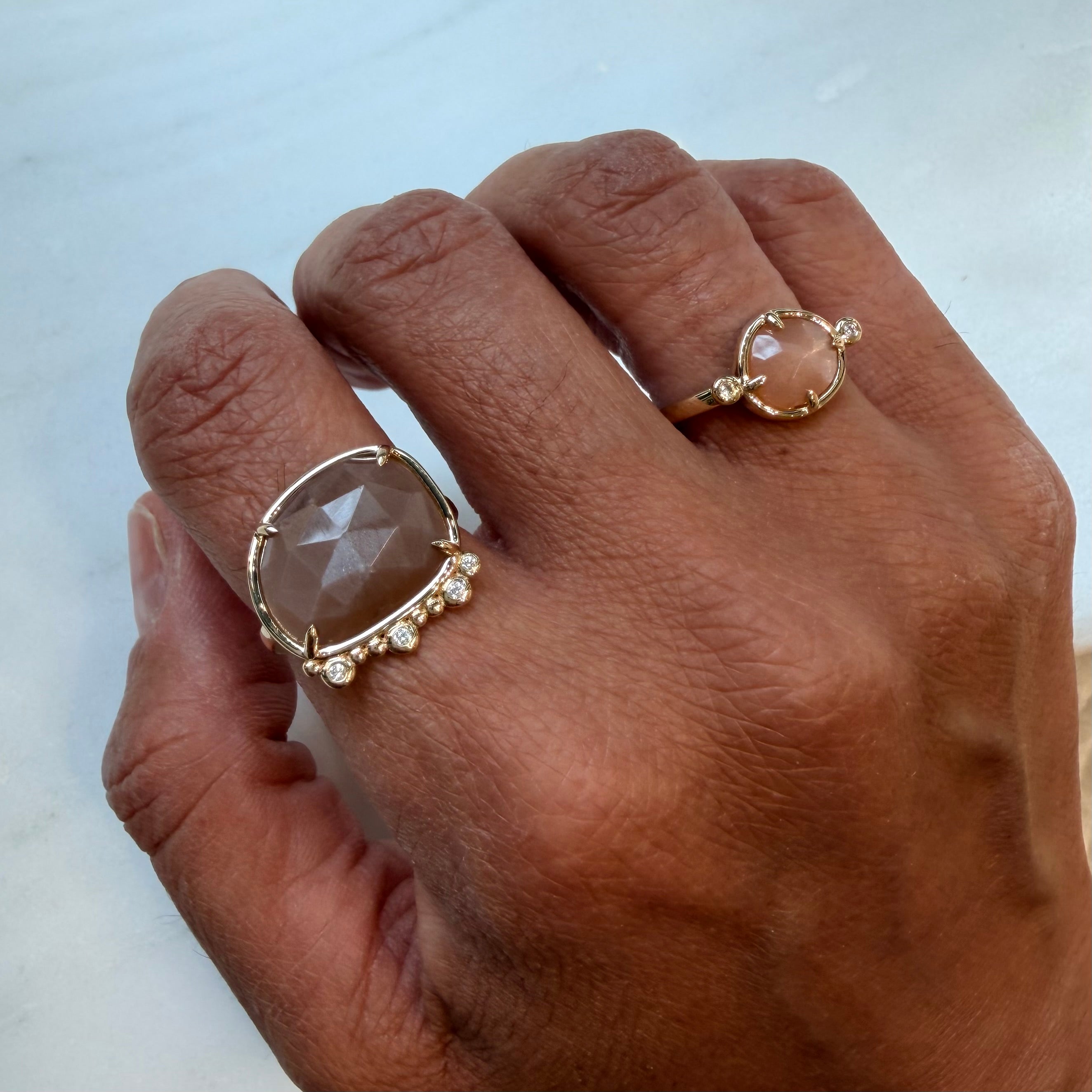 Nocturne – 14K Gold Ring with Moonstone & Diamonds