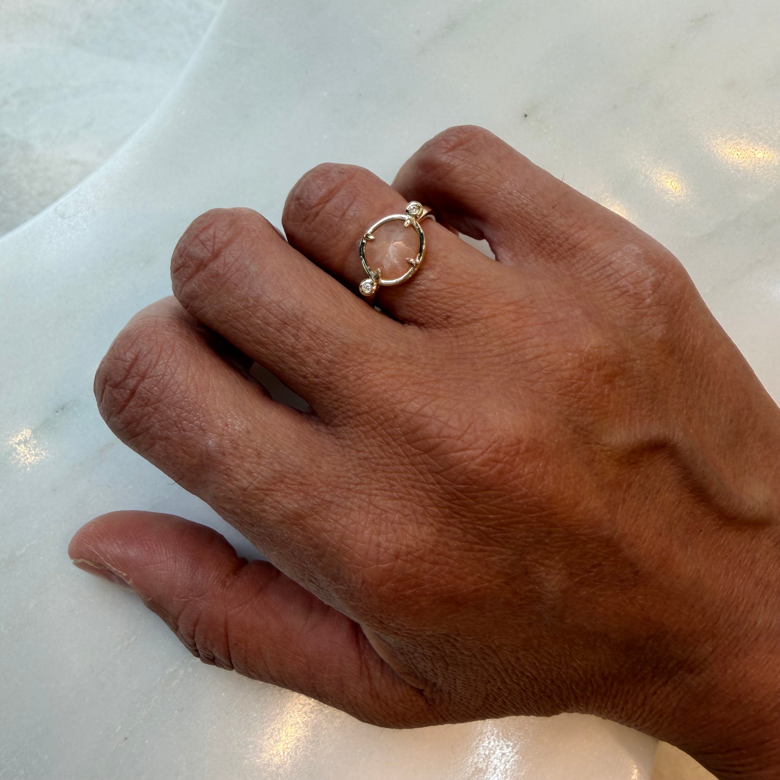 Nocturne – 14K Gold Ring with Moonstone & Diamonds
